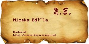 Micska Béla névjegykártya